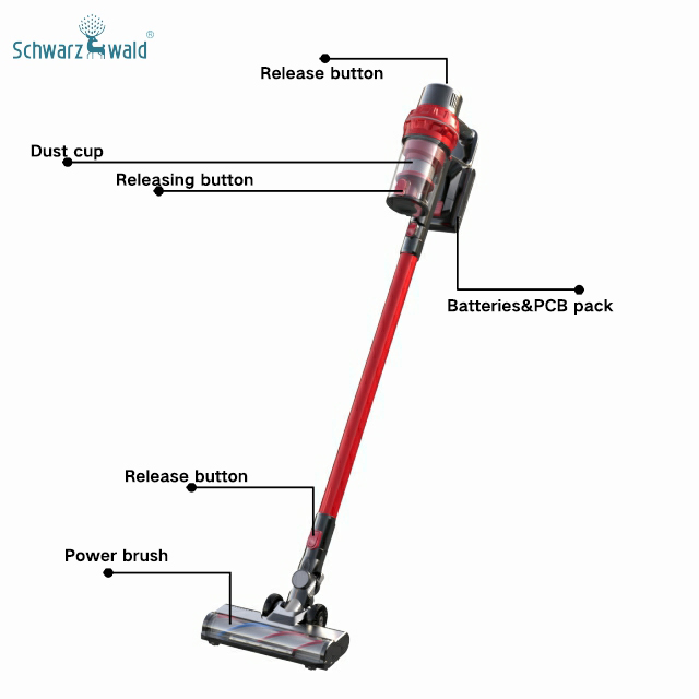 Cordless potens infectum et siccum vacuum Cleaner Lupum