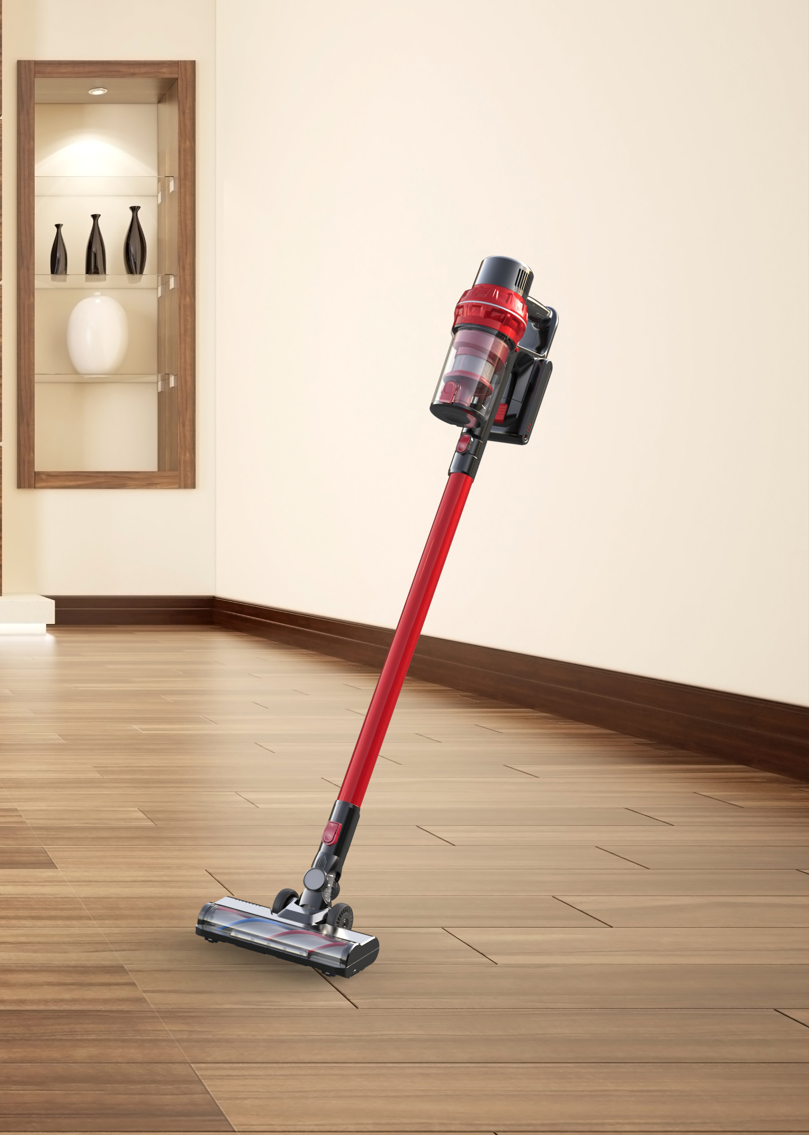 Cordless DC motricium lignum unum vacuum lautus