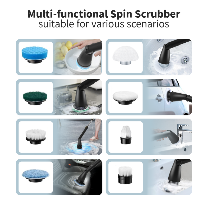 Electric Spin Scrobber, Cordeless Purgato Peniculus VIII Replaceable Penitus capitibus, Tub et pavimento Tile potentia scrubber Dual celeritas cum Novifacta & Dedachable ansam ad balneo